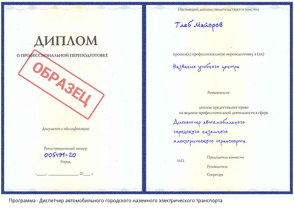 Диспетчер автомобильного городского наземного электрического транспорта Вологда