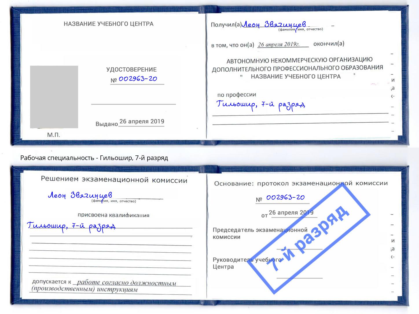 корочка 7-й разряд Гильошир Вологда