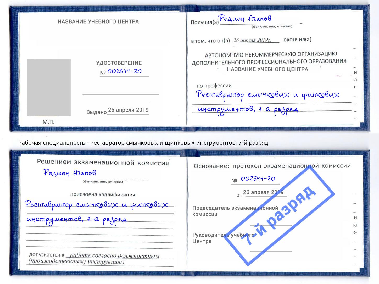 корочка 7-й разряд Реставратор смычковых и щипковых инструментов Вологда